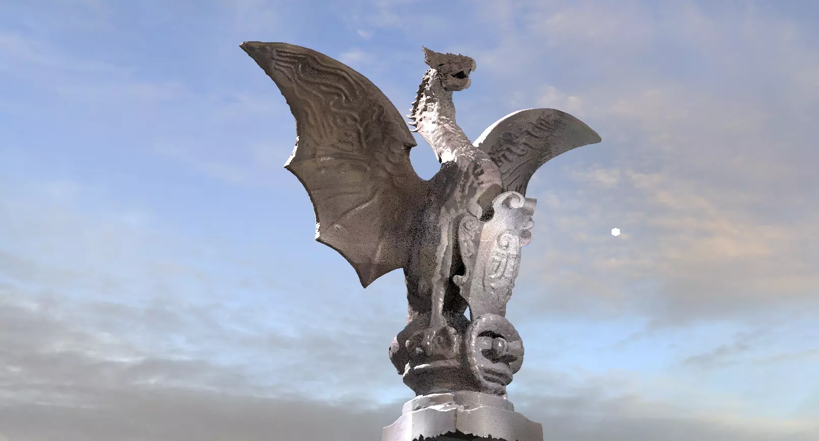  Medieval Dragon Shield Statue  3D model_0
