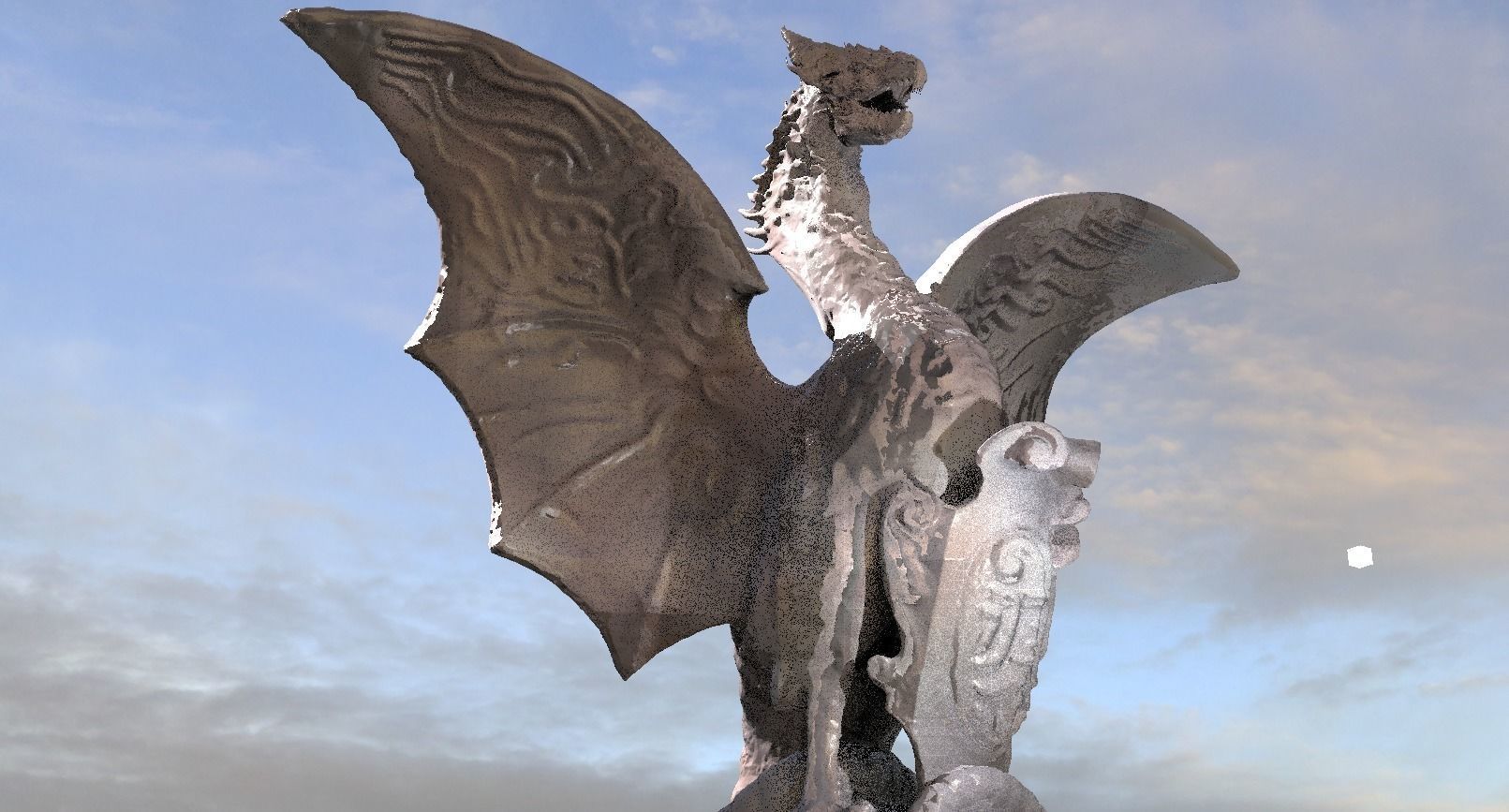  Medieval Dragon Shield Statue  3D model_4
