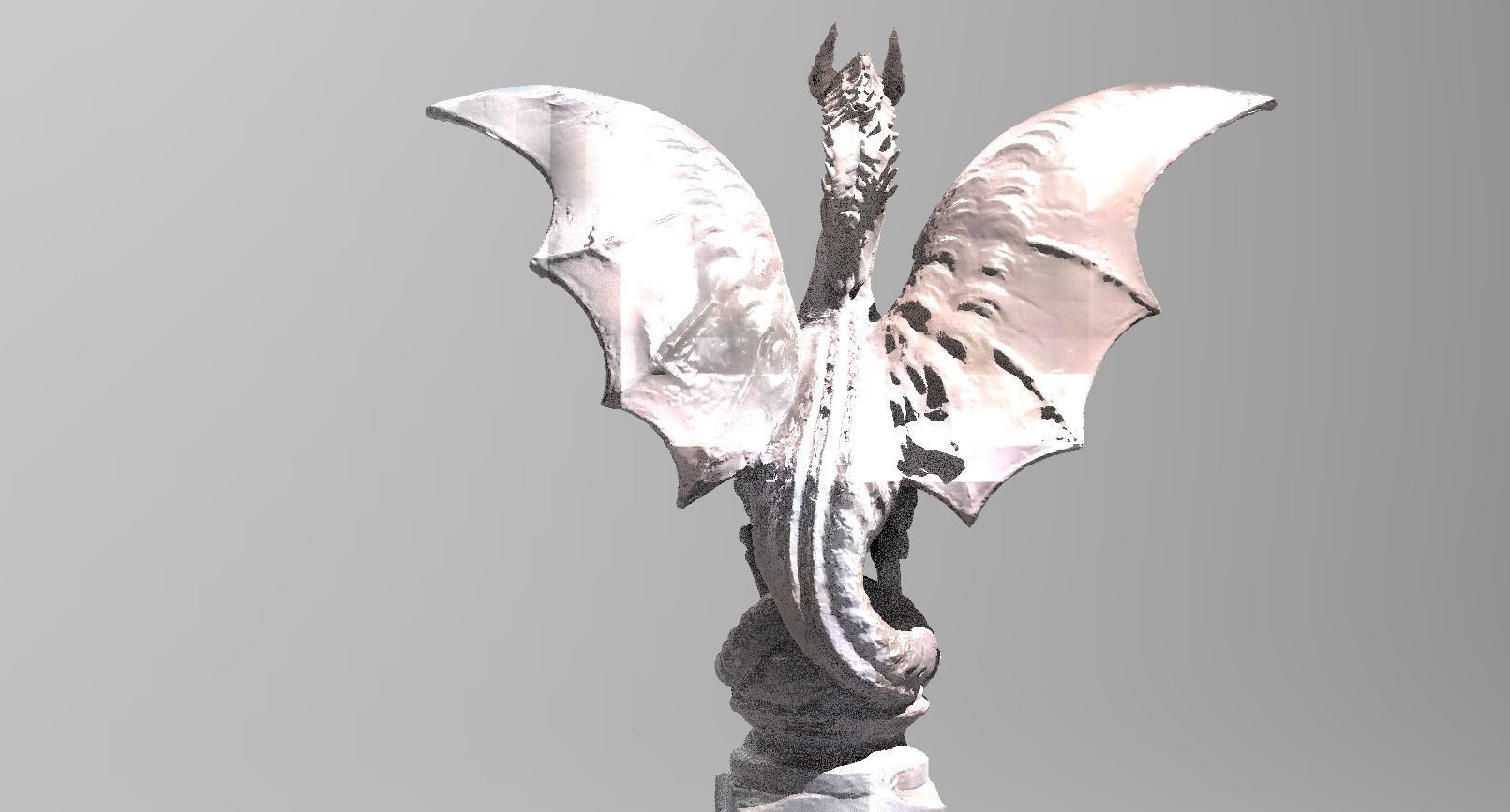  Medieval Dragon Shield Statue  3D model_3