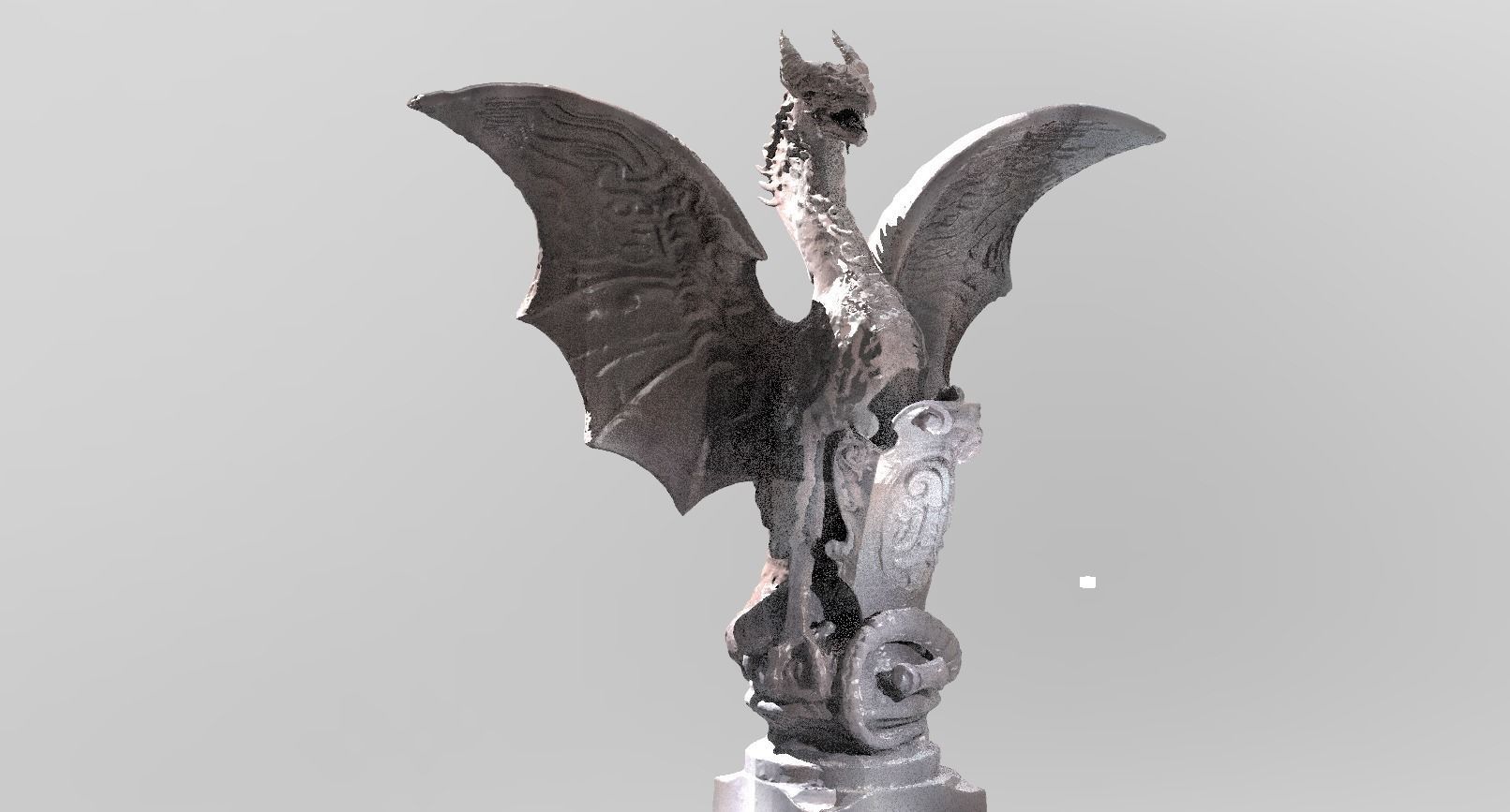  Medieval Dragon Shield Statue  3D model_2