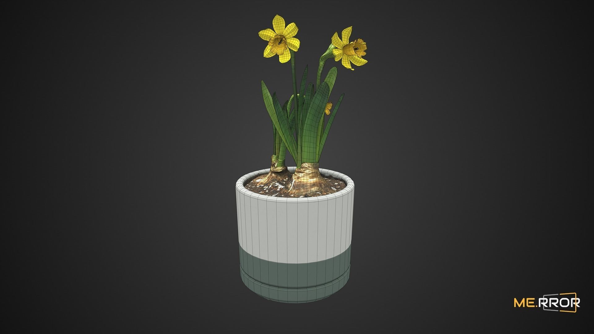 Game Ready Daffodil Pot Low-poly 3D model_1