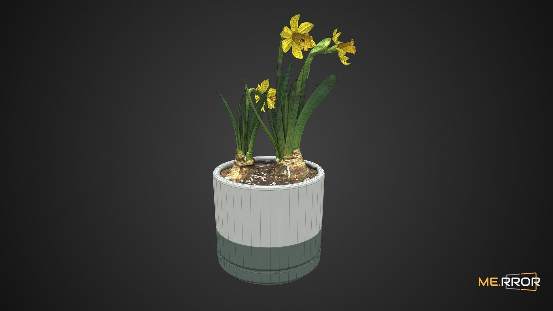 Game Ready Daffodil Pot Low-poly 3D model_5