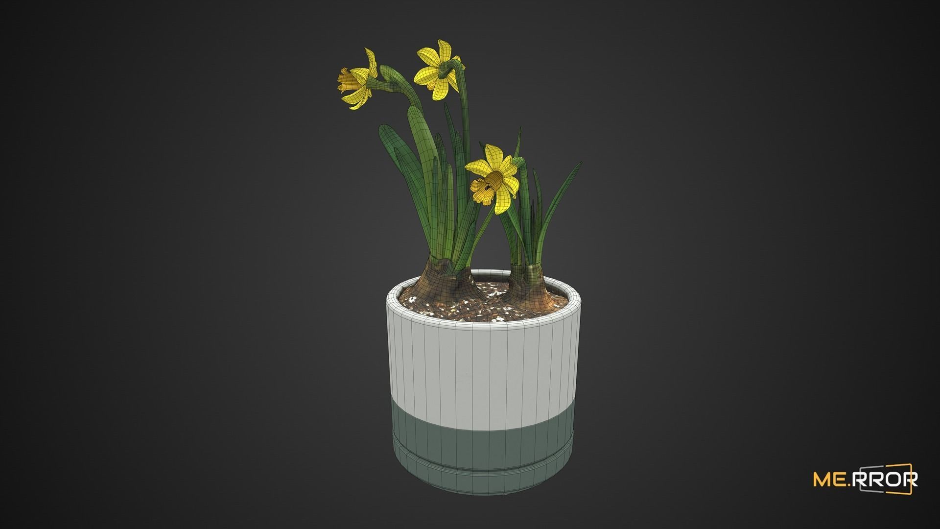 Game Ready Daffodil Pot Low-poly 3D model_9