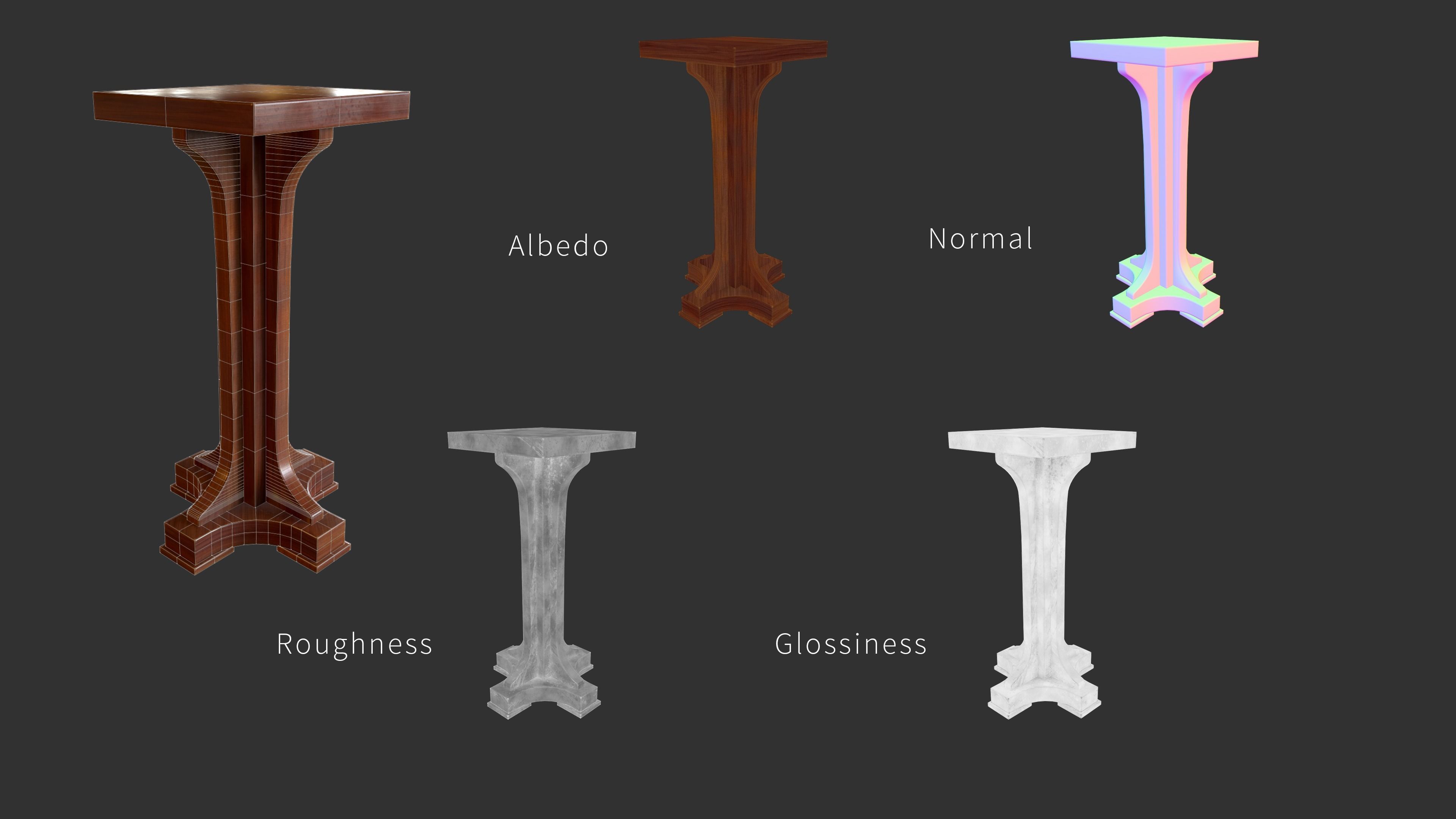 Tall Limbert Square Pedestal 3D model_4