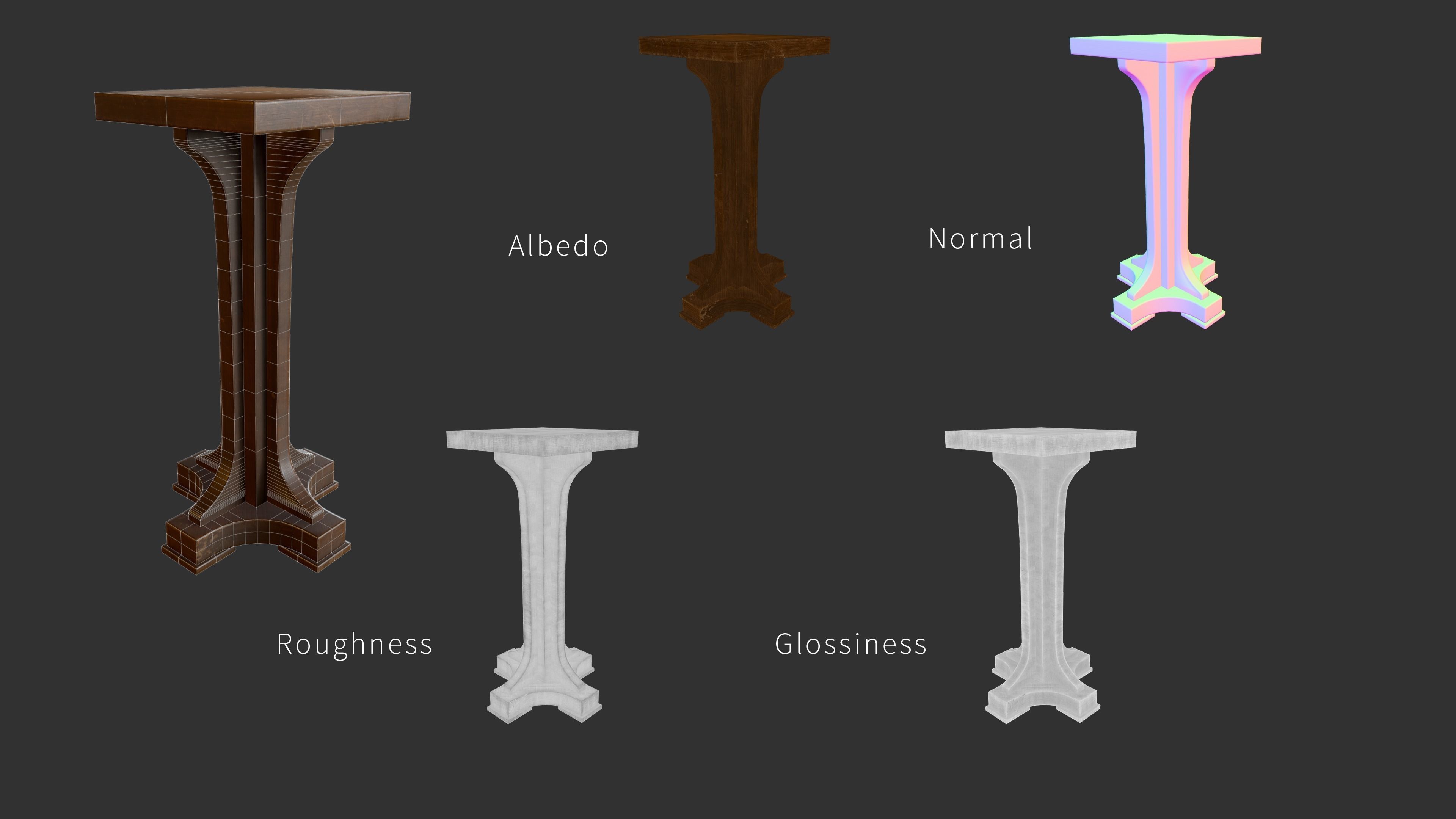 Tall Limbert Square Pedestal 3D model_7