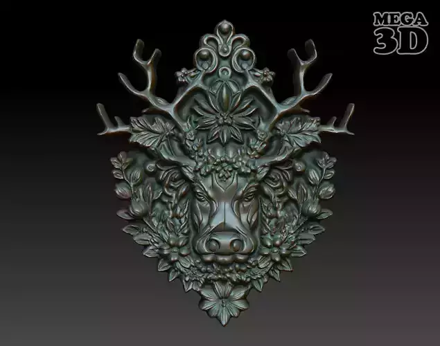Stag Pendant Bas Relief 05 230612