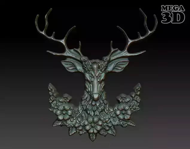 Stag Pendant Bas Relief 01 230612
