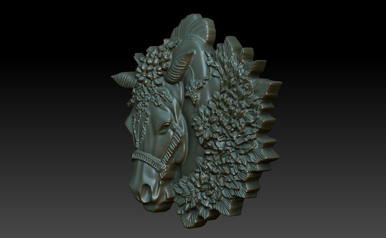 Horse Pendant Bas Relief 01 230612 3D print model_3