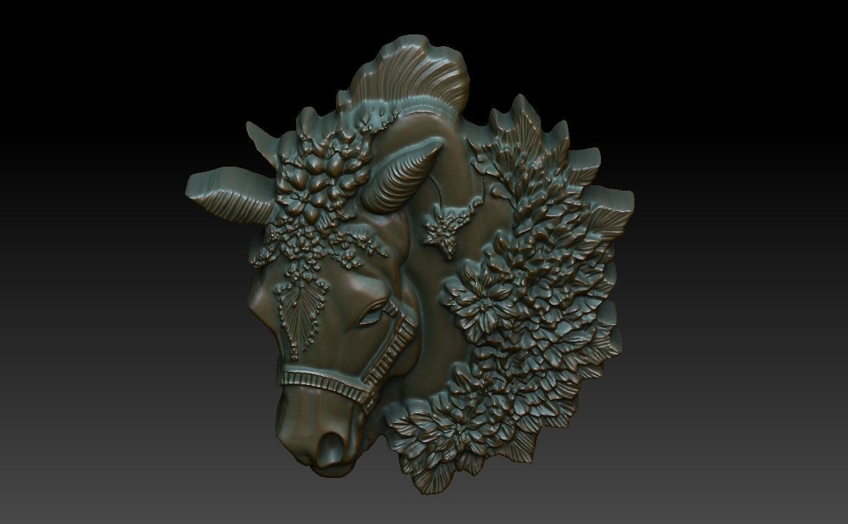 Horse Pendant Bas Relief 01 230612 3D print model_5