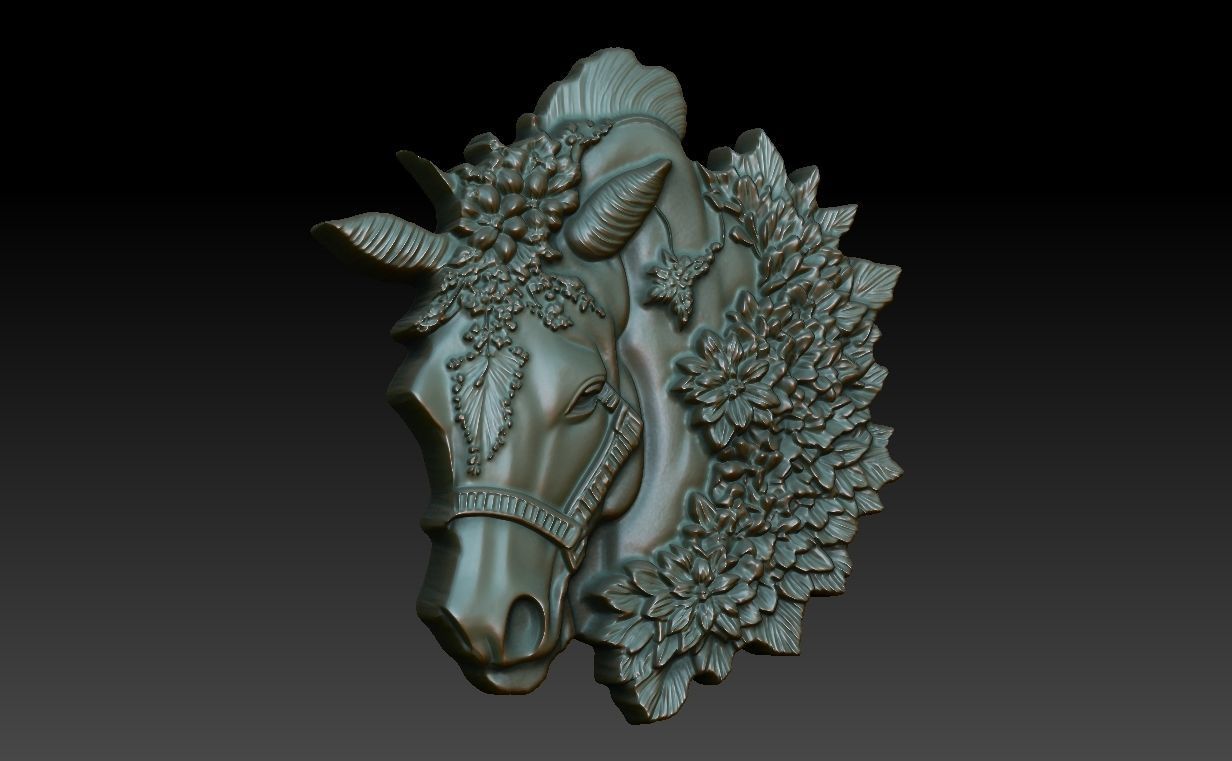 Horse Pendant Bas Relief 01 230612 3D print model_2