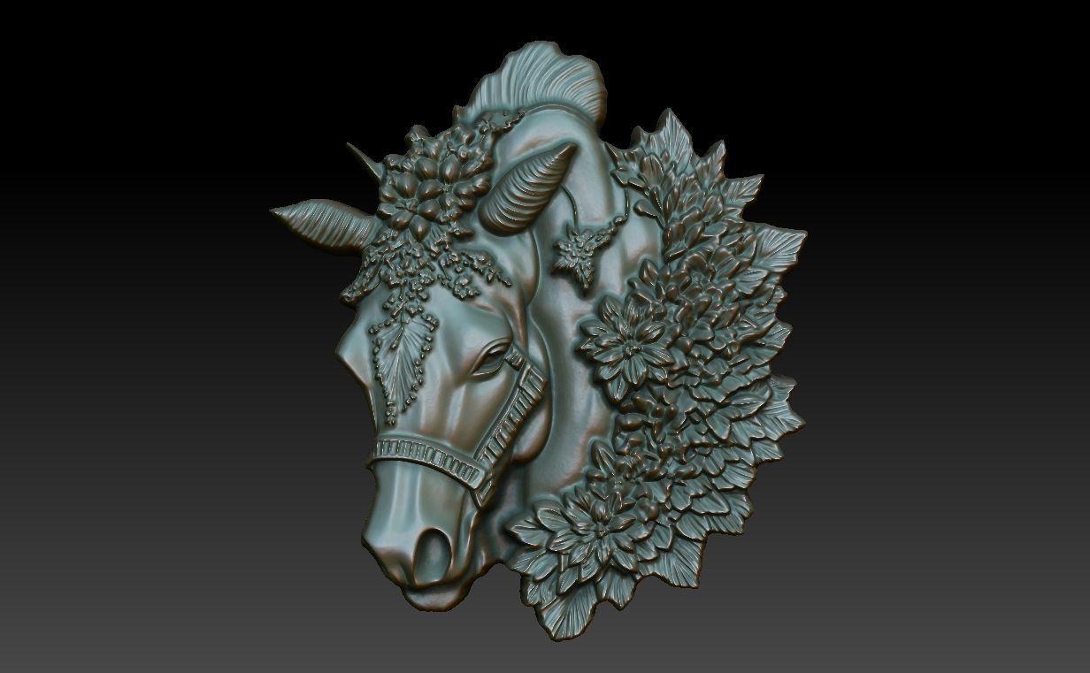 Horse Pendant Bas Relief 01 230612 3D print model_1