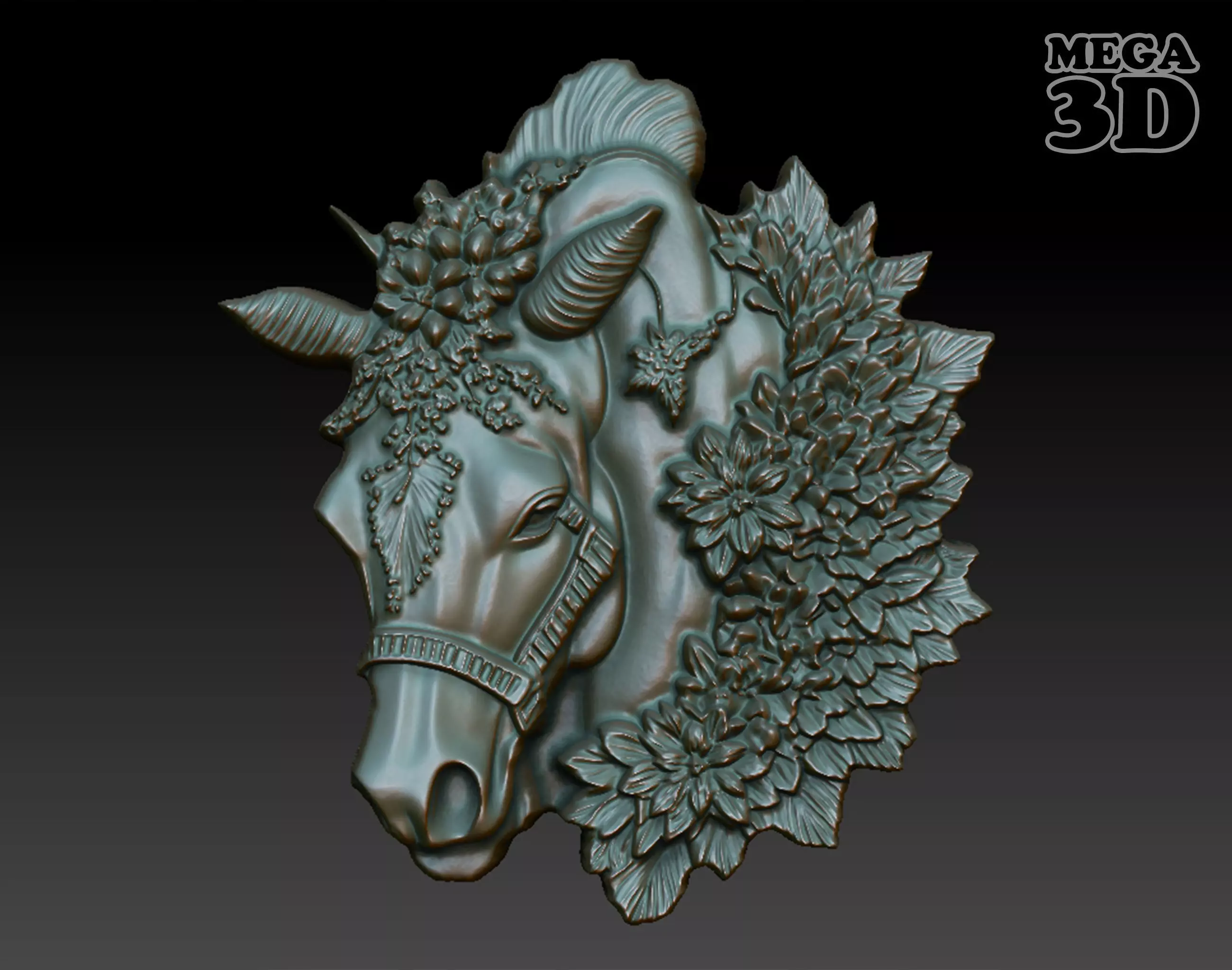 Horse Pendant Bas Relief 01 230612 3D print model_0