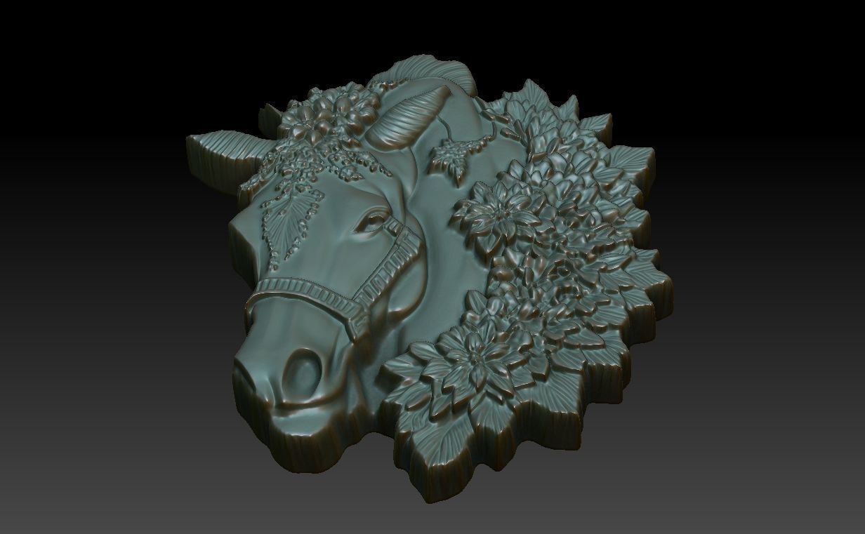 Horse Pendant Bas Relief 01 230612 3D print model_4