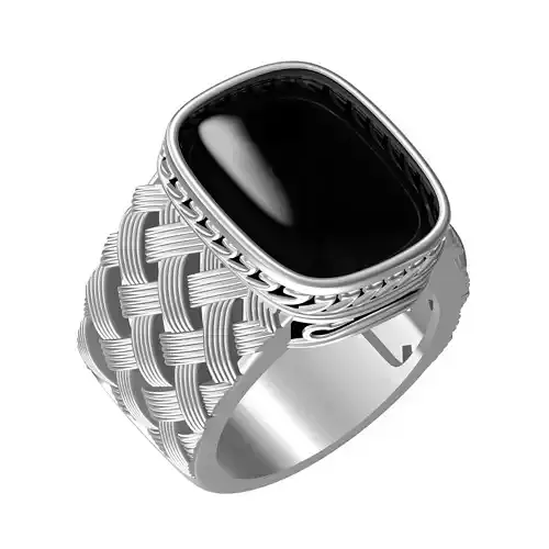 Black Onyx Stone Bridal Ring for Men