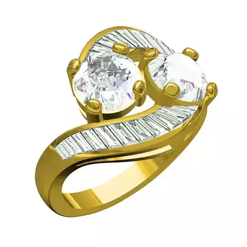 Wave Style Bypass Shank Wedding Ring