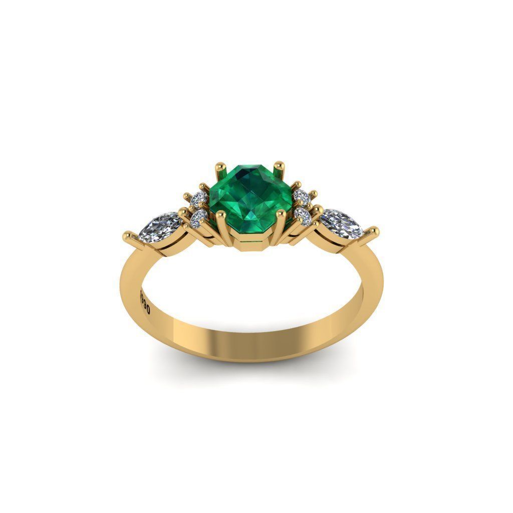 Radiant Emerald Ring 3D print model_1