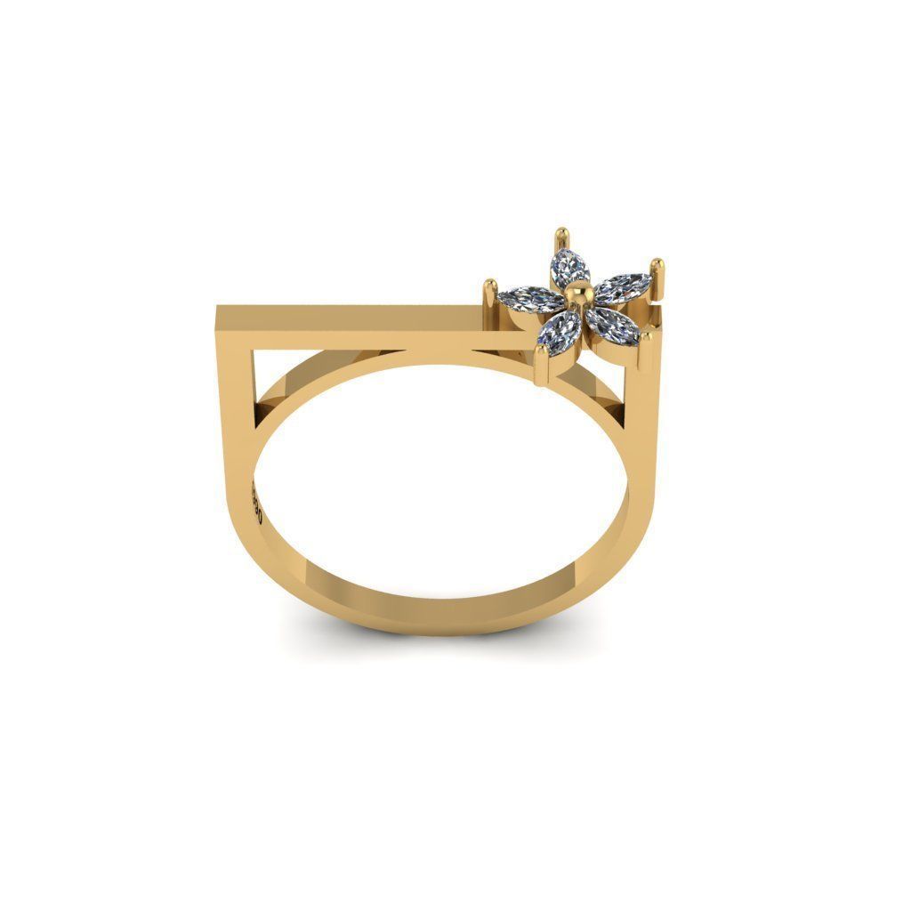 Minimal Flower Ring 3D print model_1