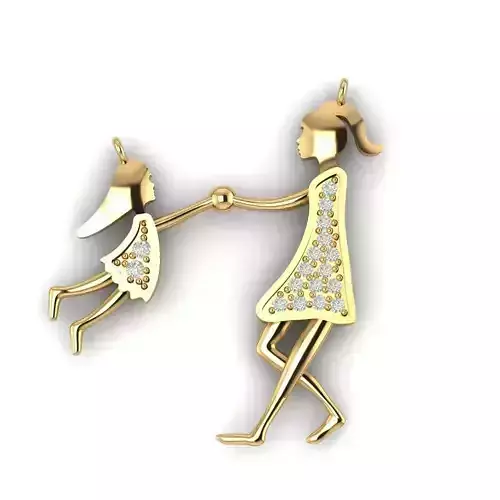 Mother and daughter necklace pendant