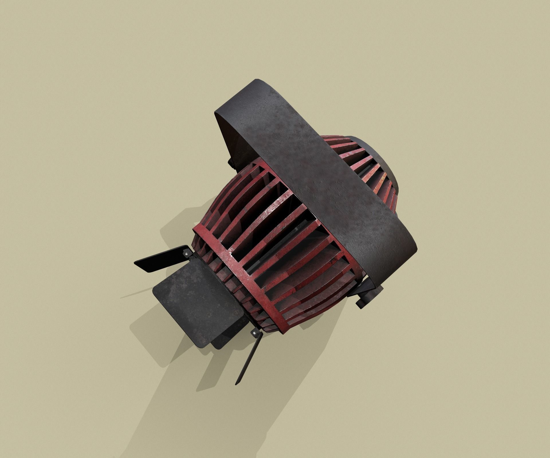 Old hand lantern Low-poly 3D model_5