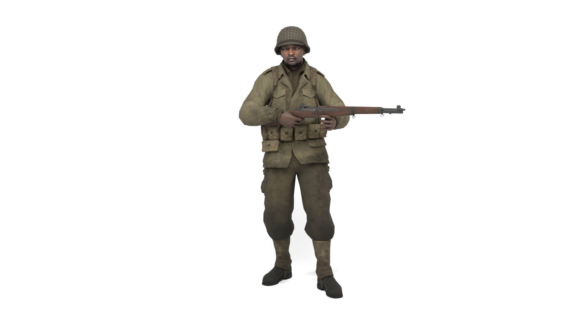 Allied soldier 2 Low-poly 3D model_7