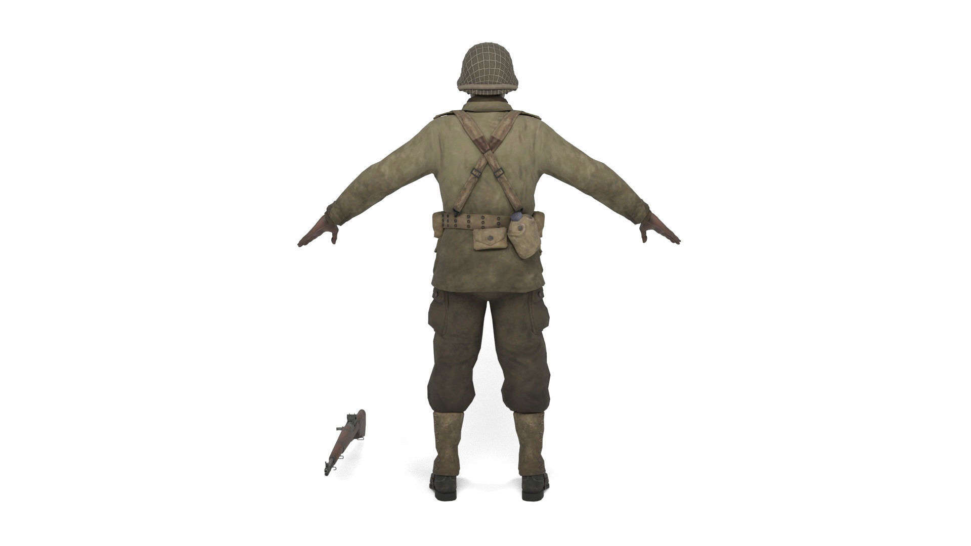 Allied soldier 2 Low-poly 3D model_3