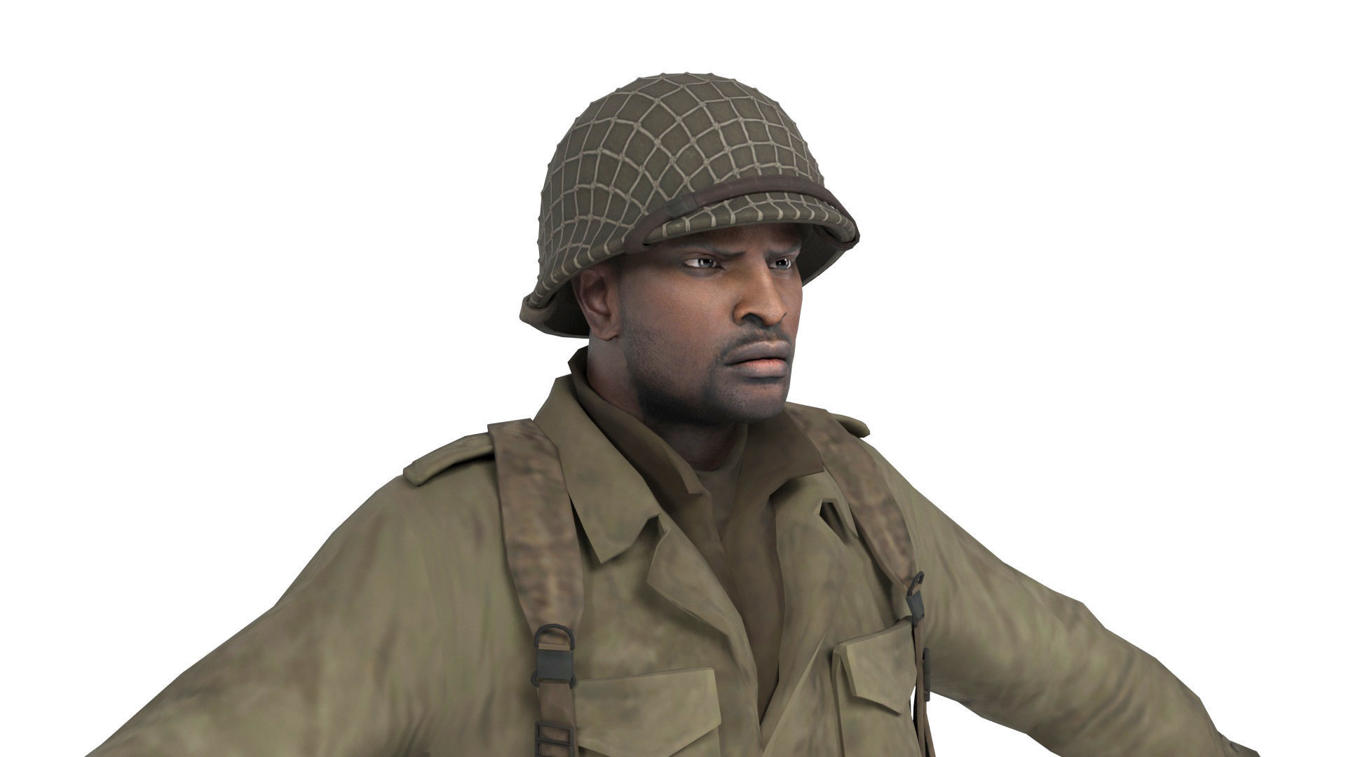 Allied soldier 2 Low-poly 3D model_6