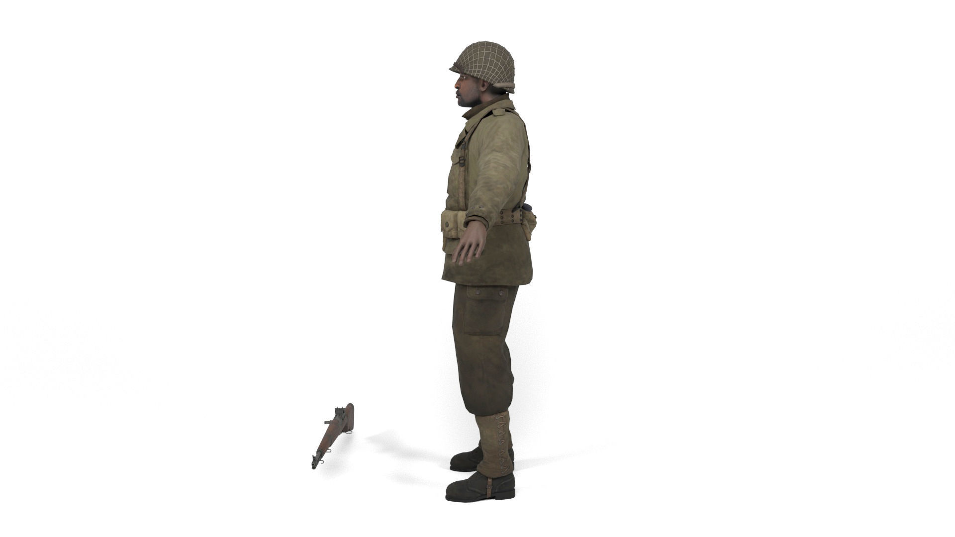Allied soldier 2 Low-poly 3D model_4