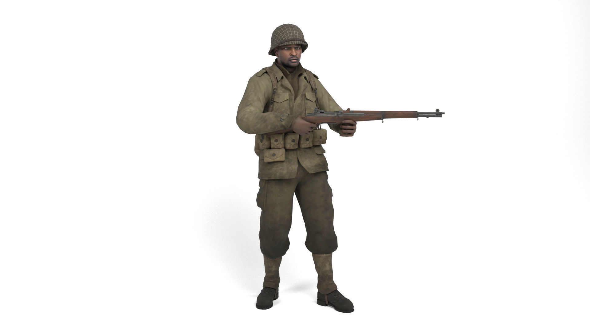 Allied soldier 2 Low-poly 3D model_11