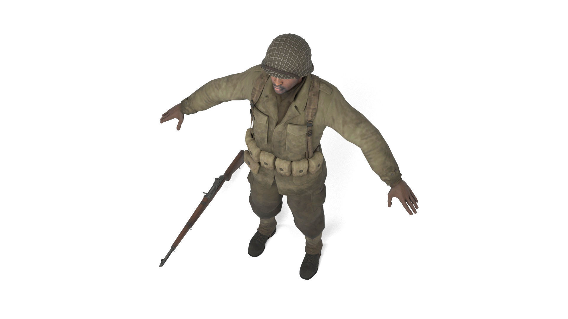 Allied soldier 2 Low-poly 3D model_5