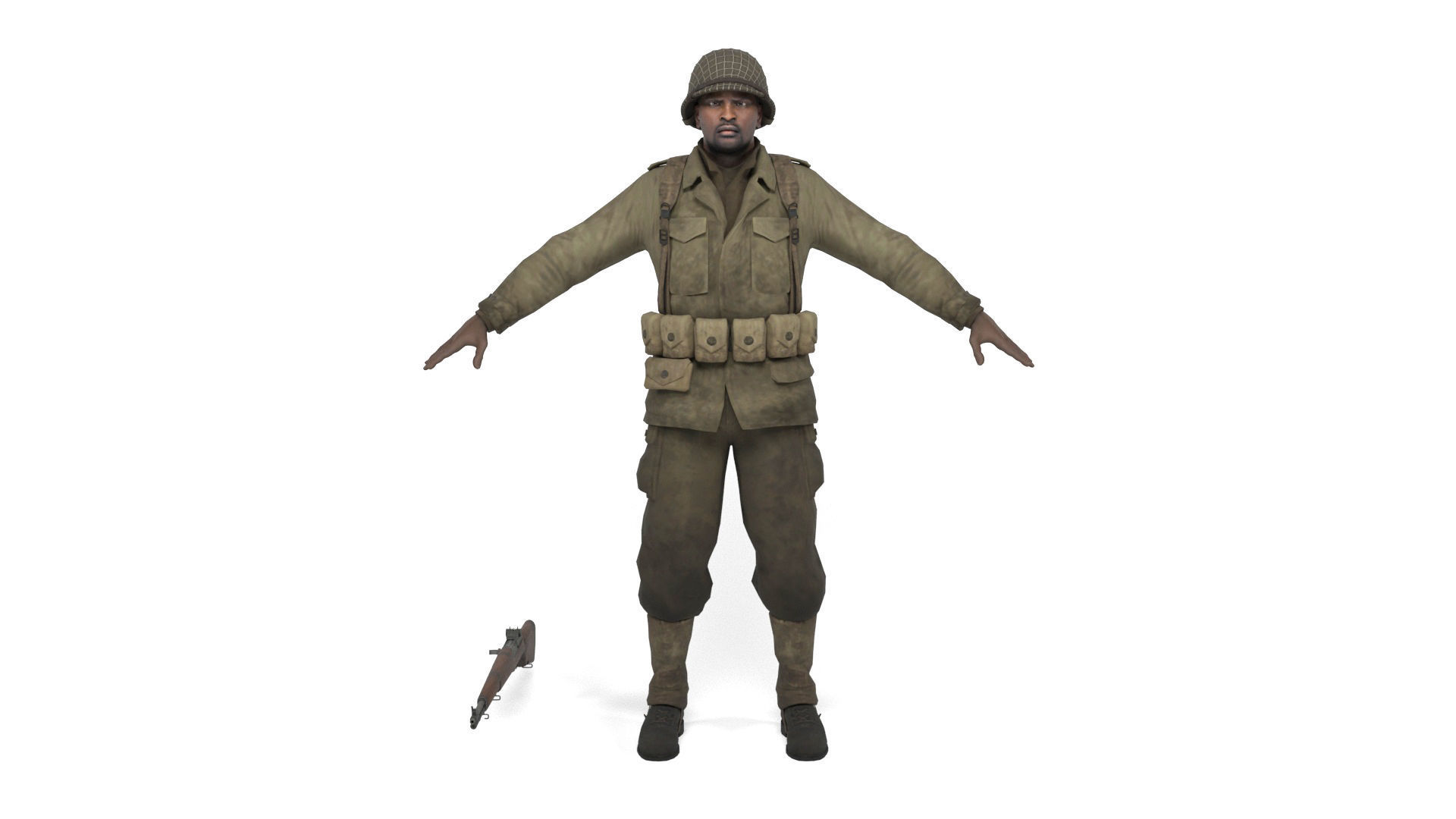 Allied soldier 2 Low-poly 3D model_2