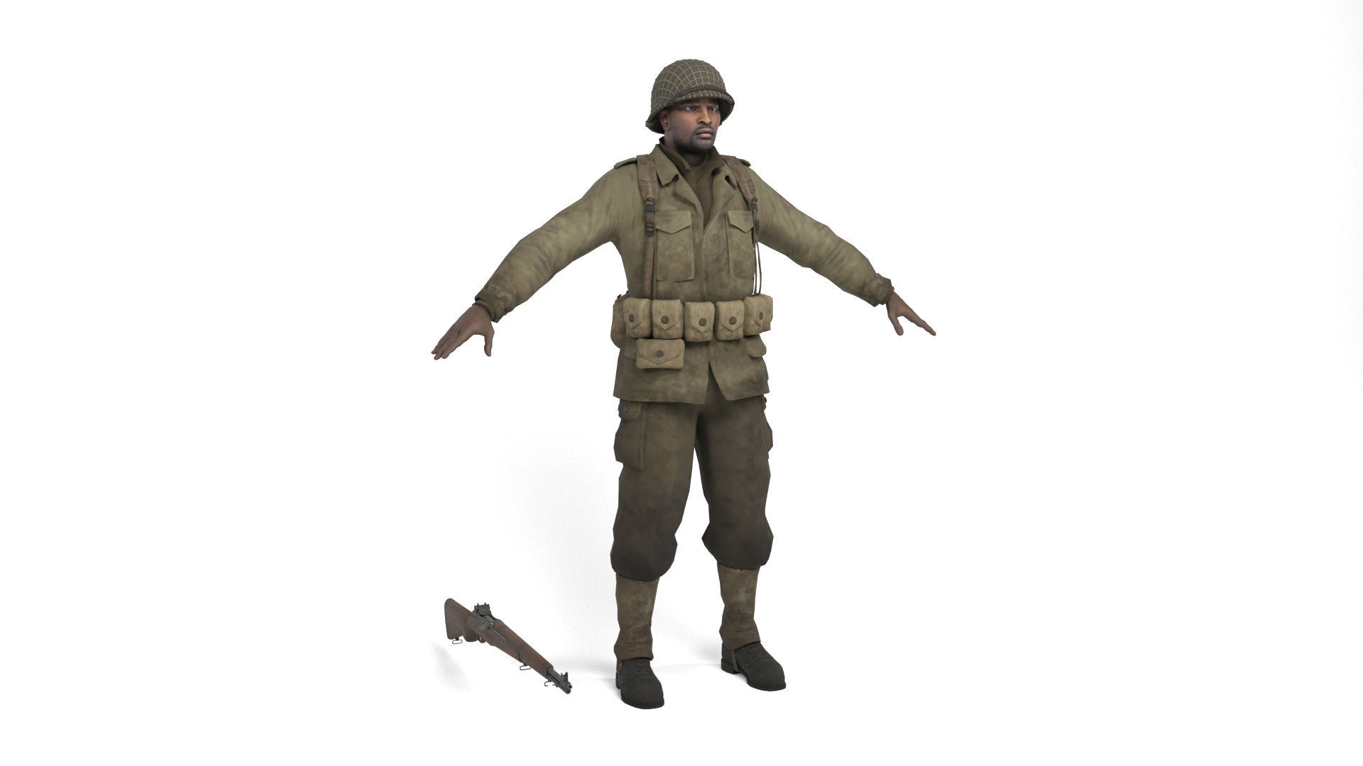 Allied soldier 2 Low-poly 3D model_1