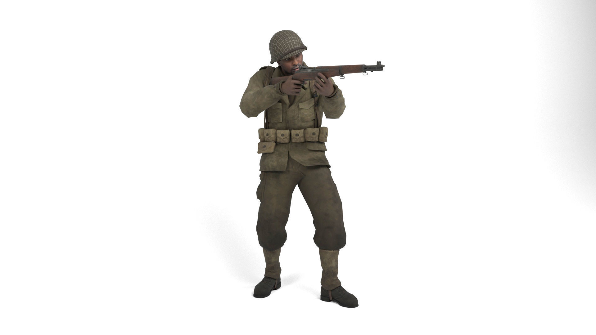 Allied soldier 2 Low-poly 3D model_10