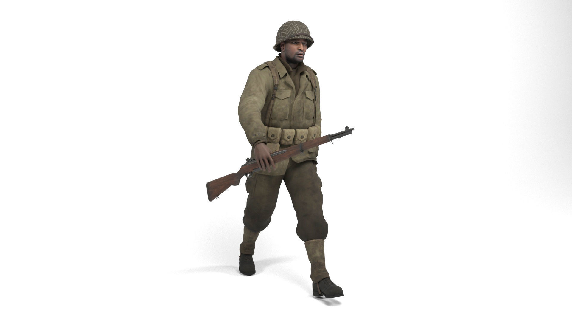 Allied soldier 2 Low-poly 3D model_9