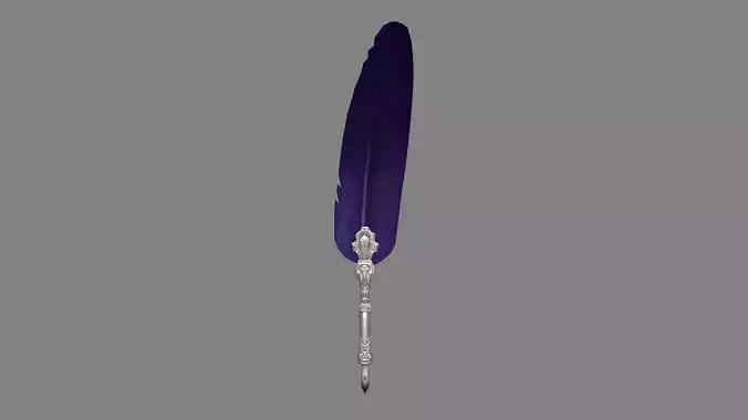 A pen made of feather   Low-poly 3D model