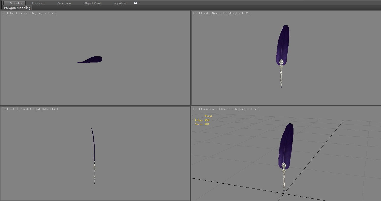 A pen made of feather   Low-poly 3D model_3