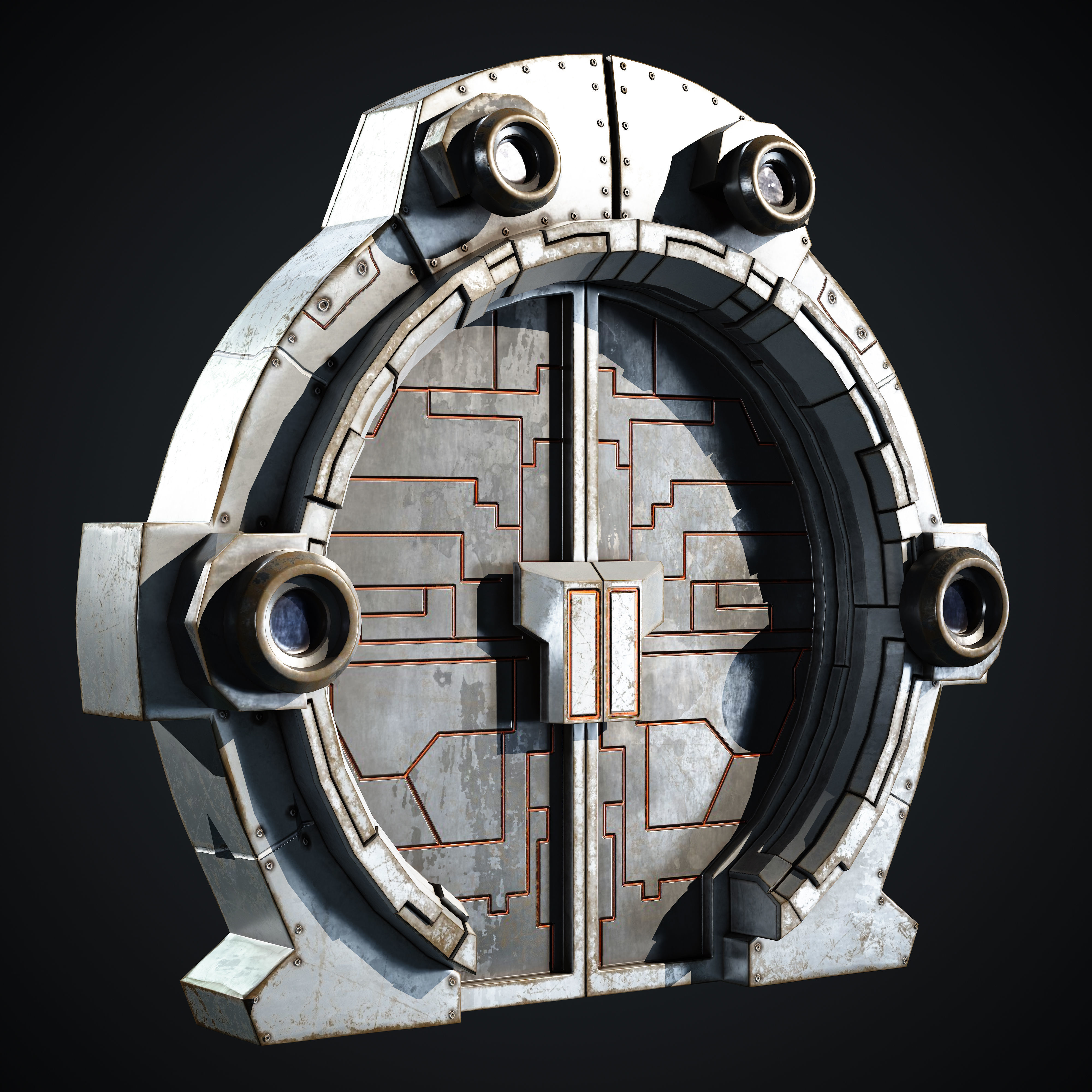 15 Scifi Doors Game Ready Low-poly 3D model_6