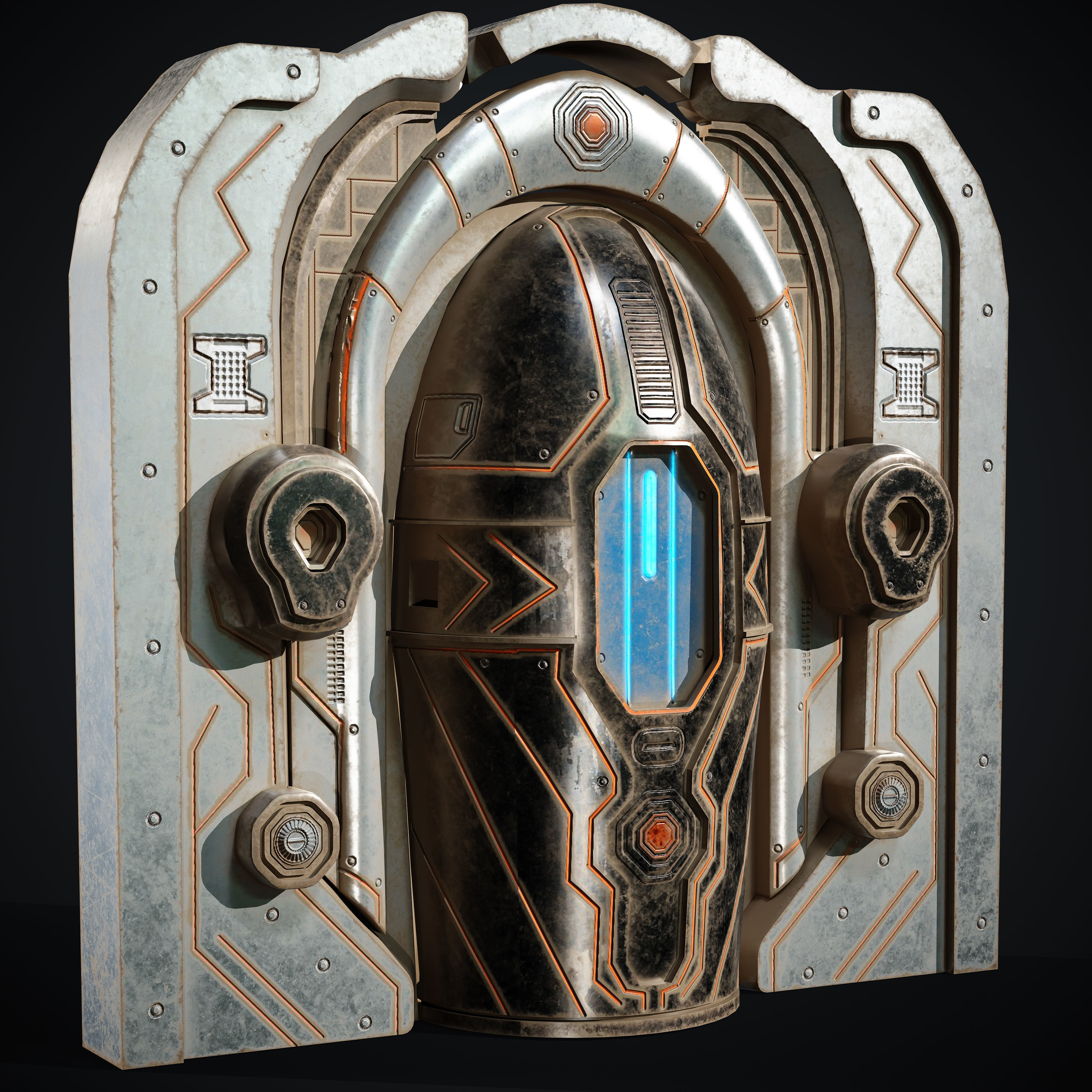 15 Scifi Doors Game Ready Low-poly 3D model_12