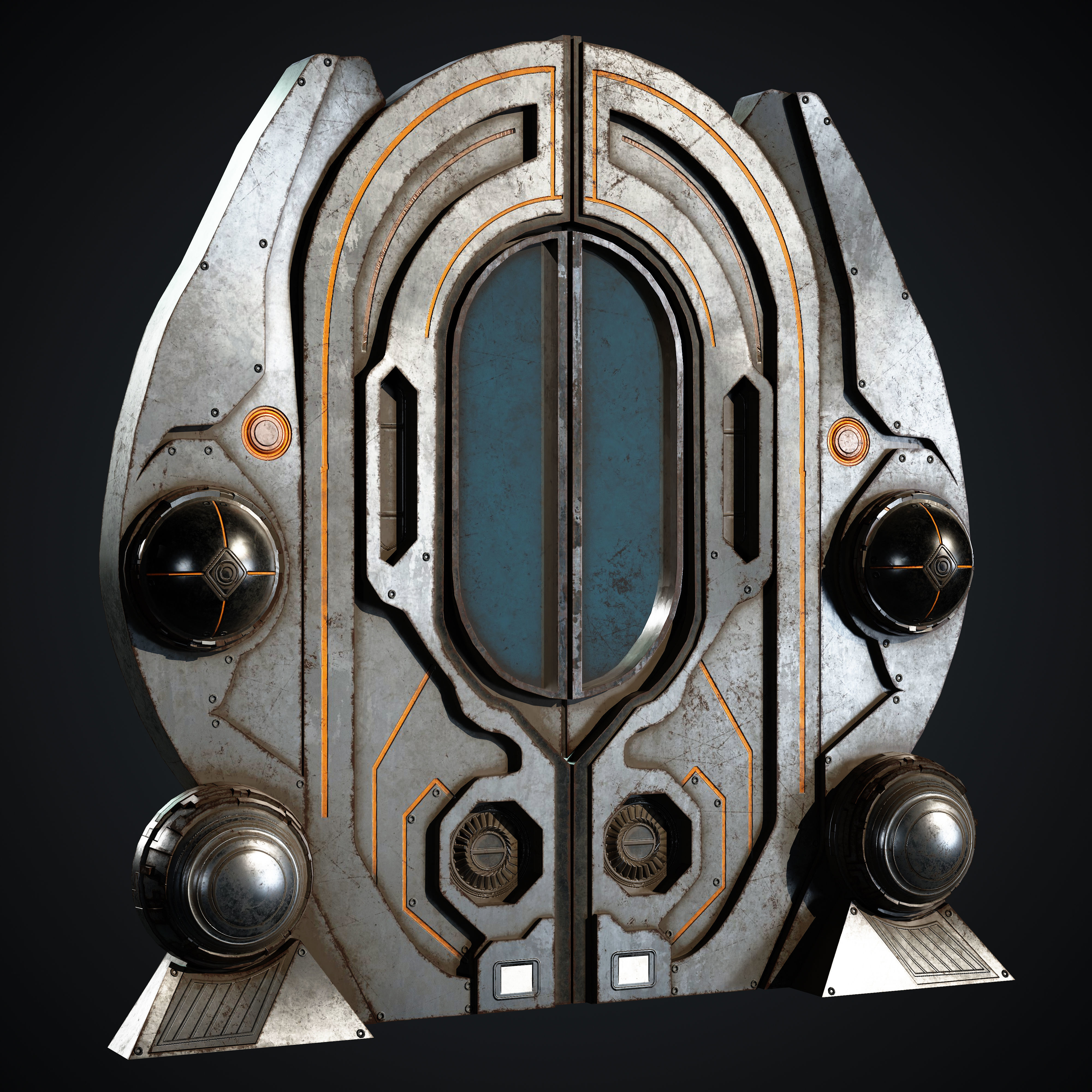 15 Scifi Doors Game Ready Low-poly 3D model_5