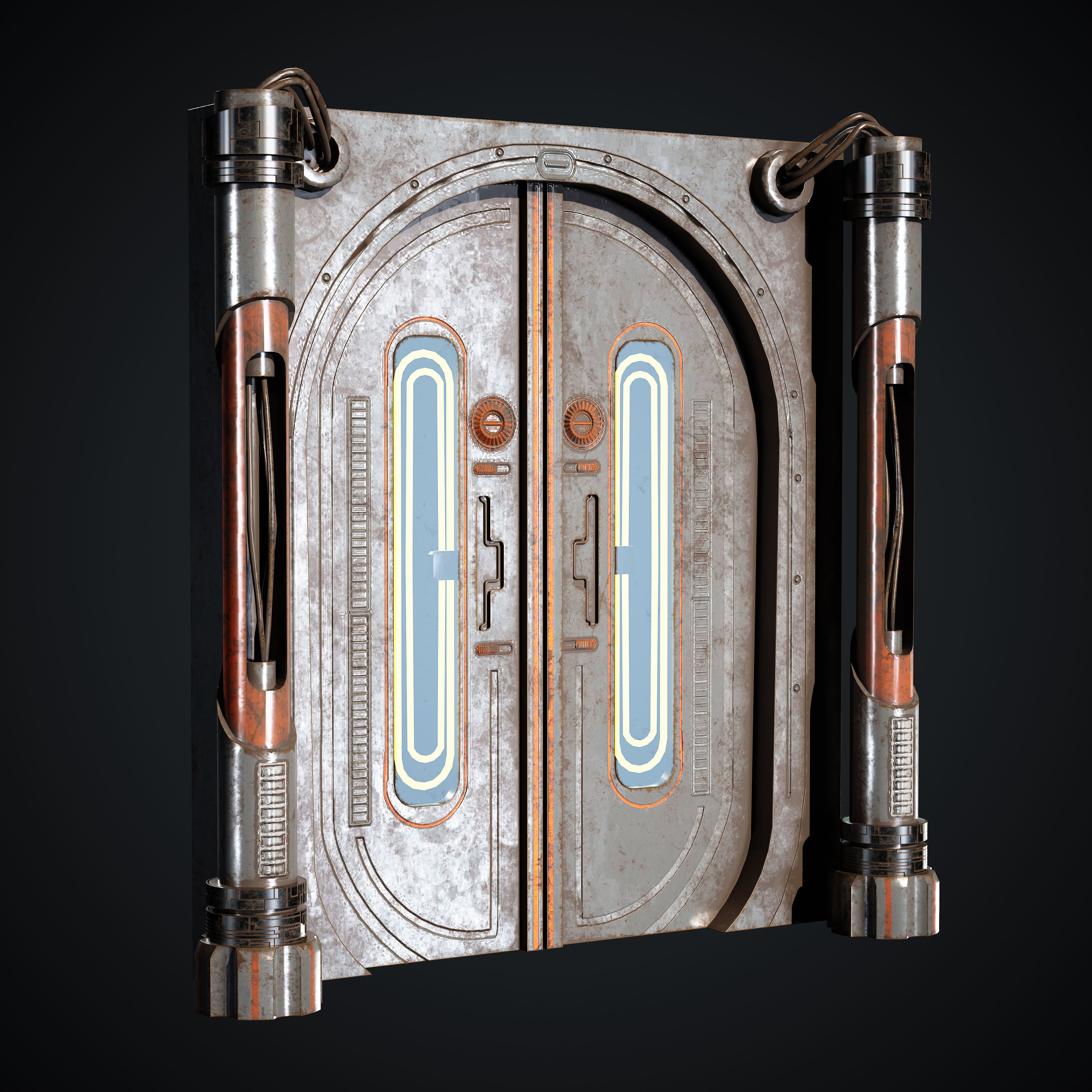 15 Scifi Doors Game Ready Low-poly 3D model_4