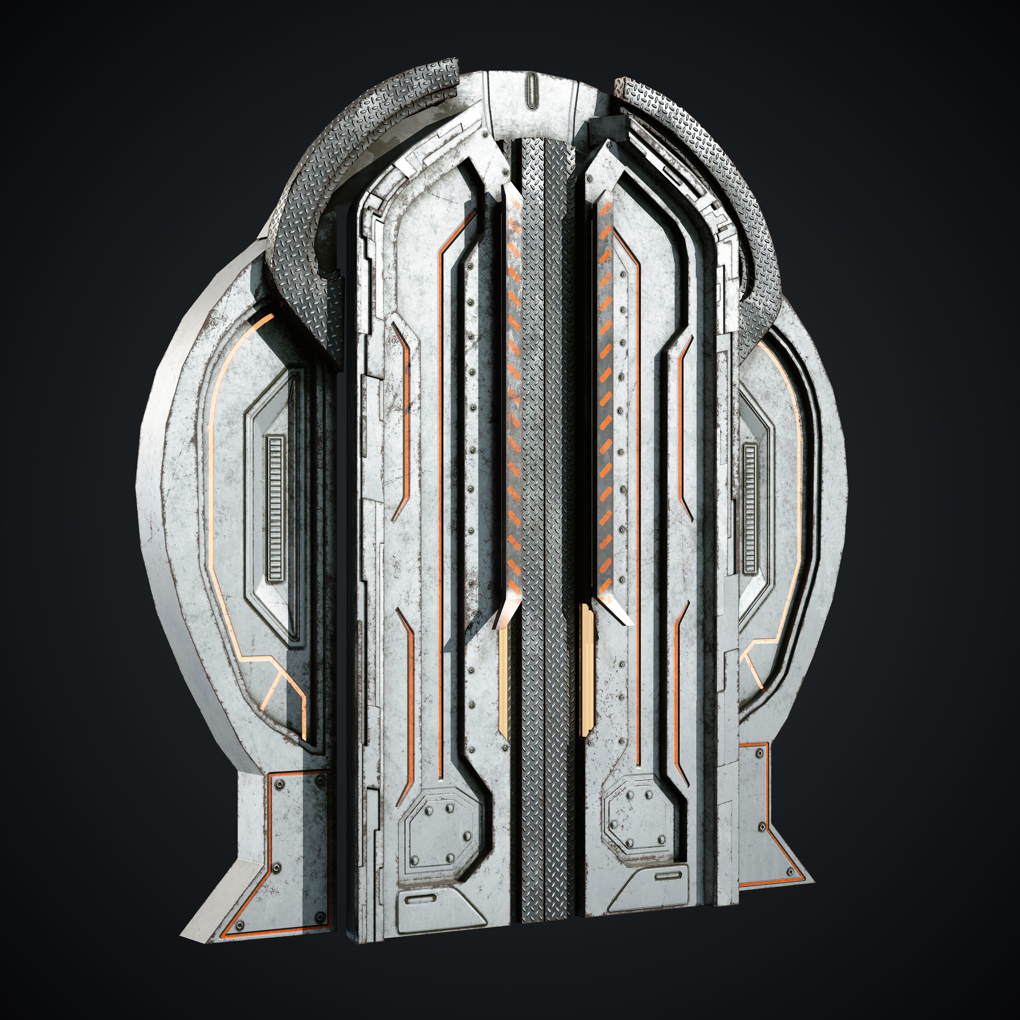 15 Scifi Doors Game Ready Low-poly 3D model_8