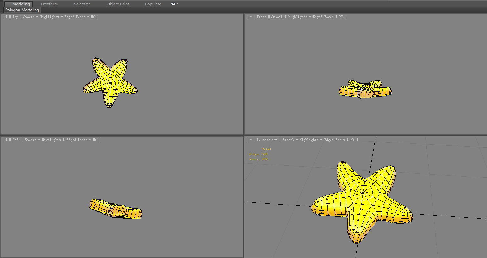 Cartoon starfish Low-poly 3D model_4