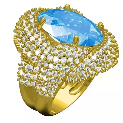 Unique Aquamarine Diamond Cocktaile Ring