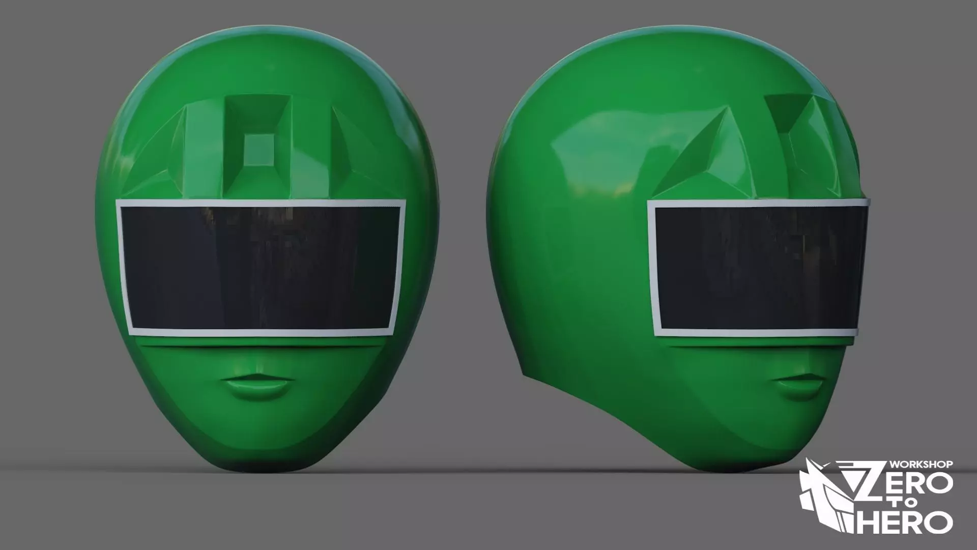 Power Ranger Zeo Green Helmet 3D print model_0