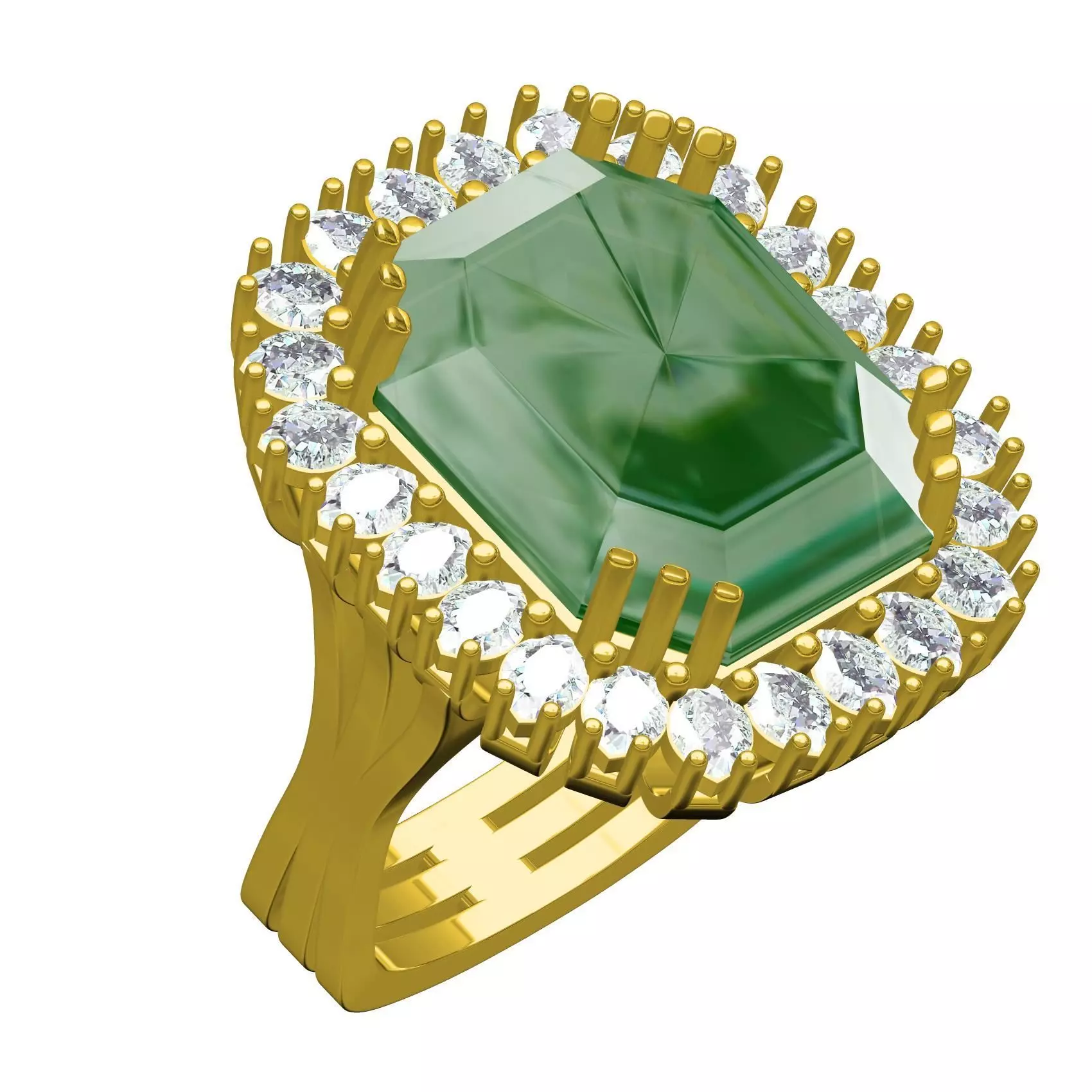Antique Big Emerald Euro Shank Engagement Ring 3D print model