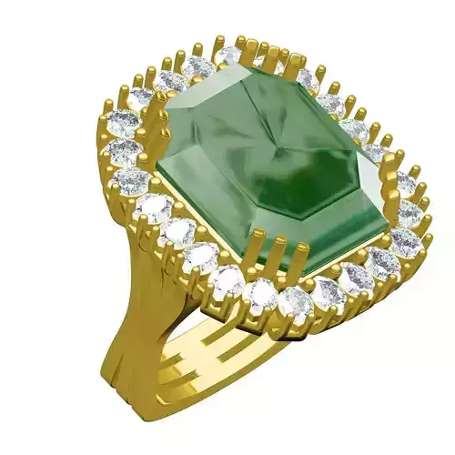 Antique Big Emerald Euro Shank Engagement Ring