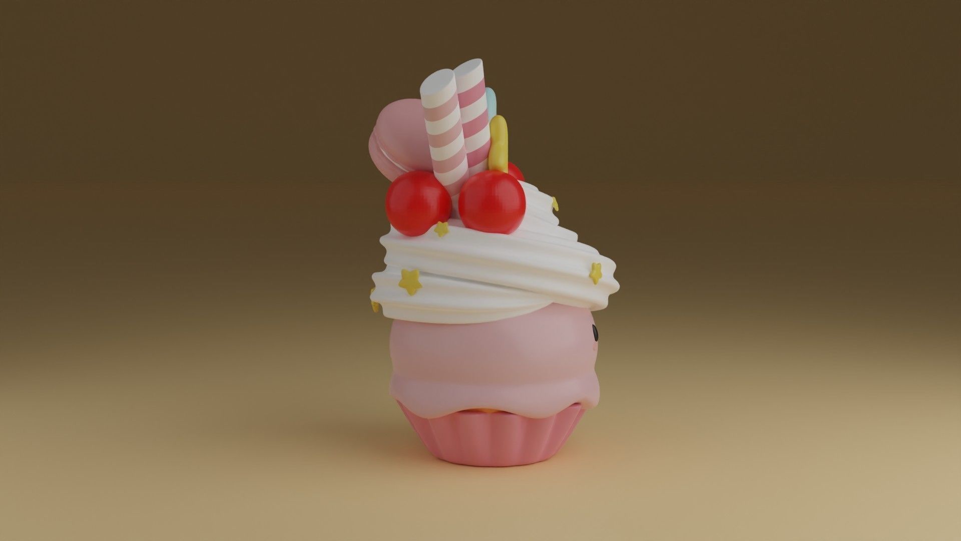 cup cake 3D print model_9
