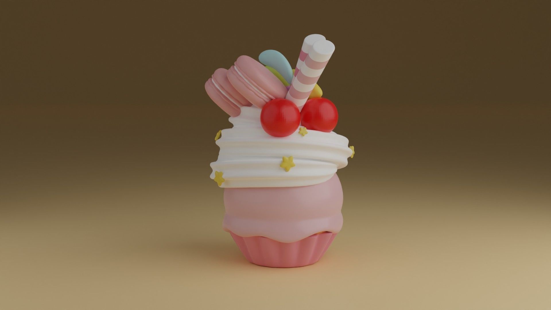 cup cake 3D print model_10