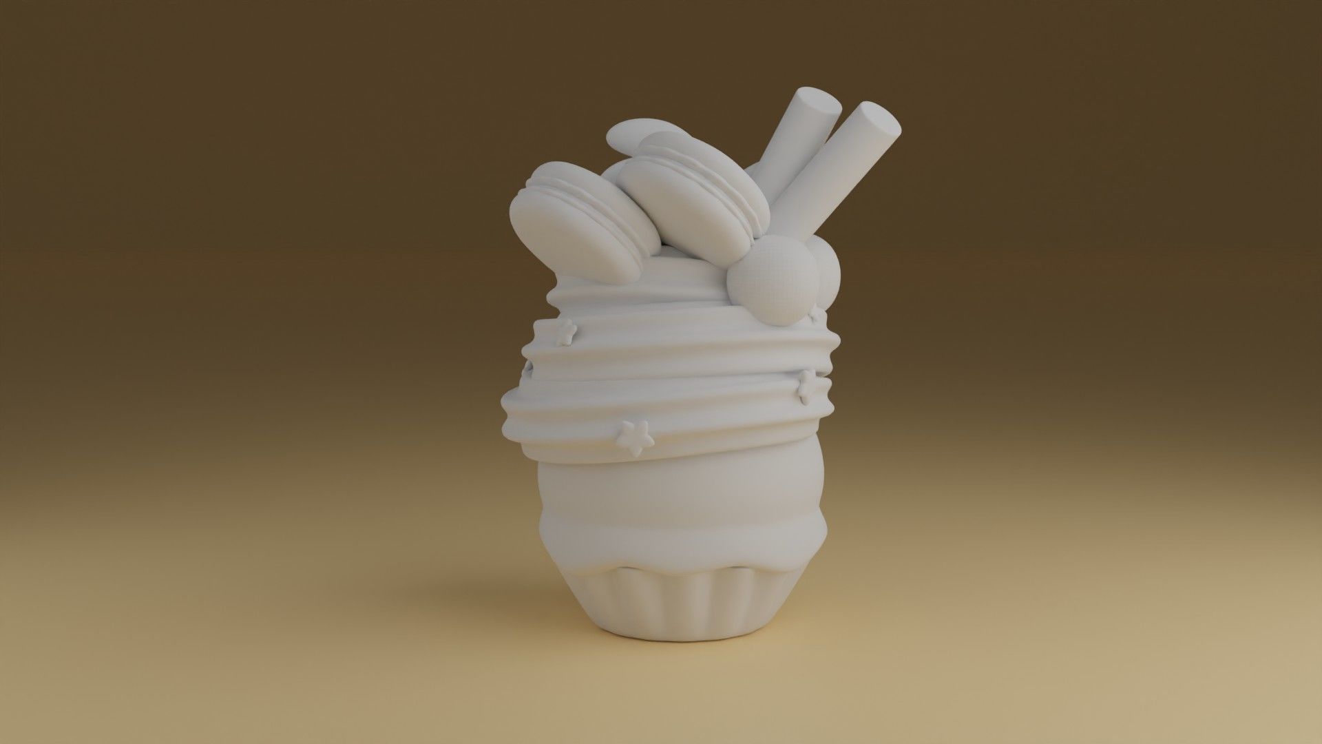 cup cake 3D print model_4