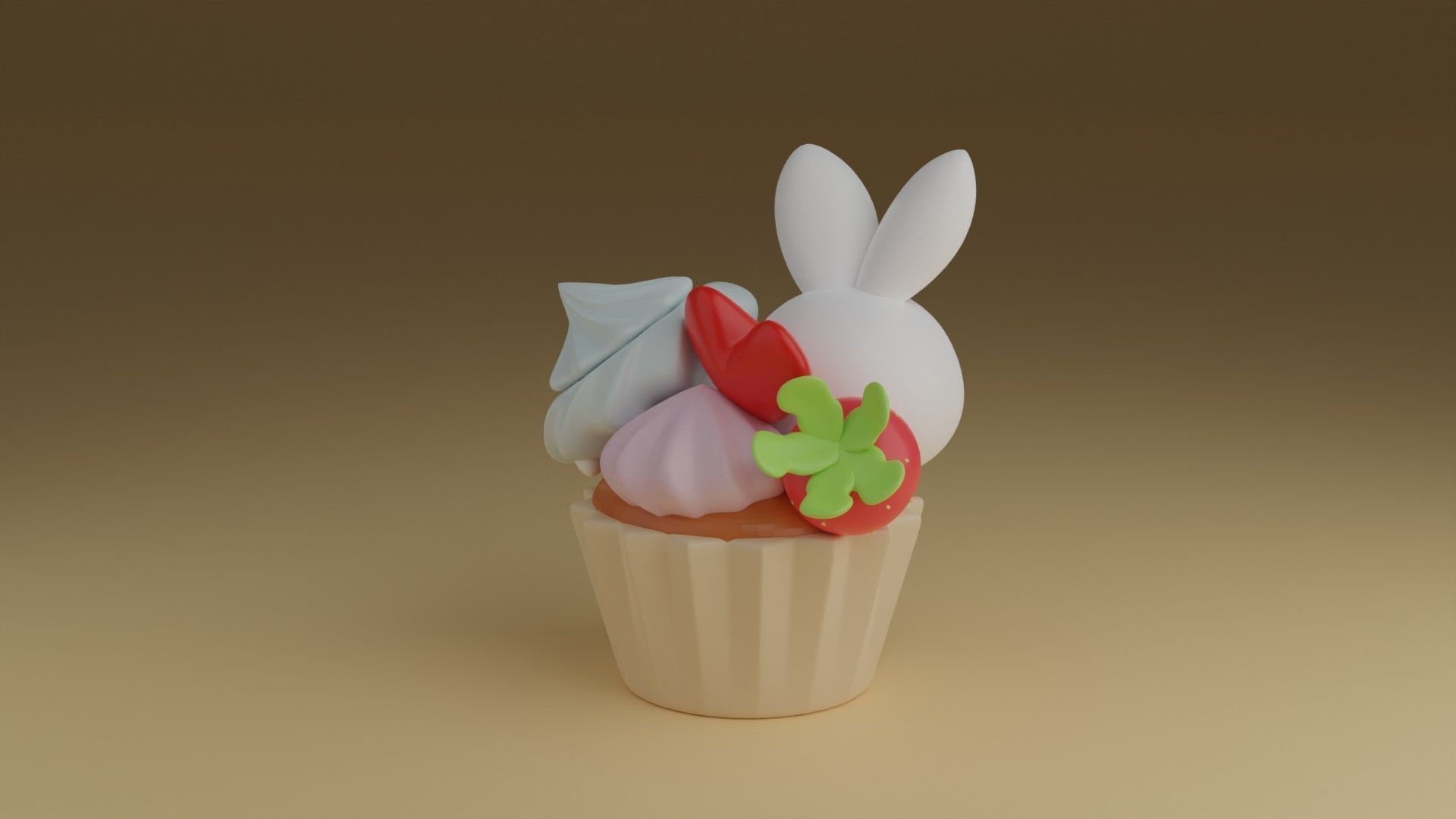 cup cake rabbit 3D print model_10