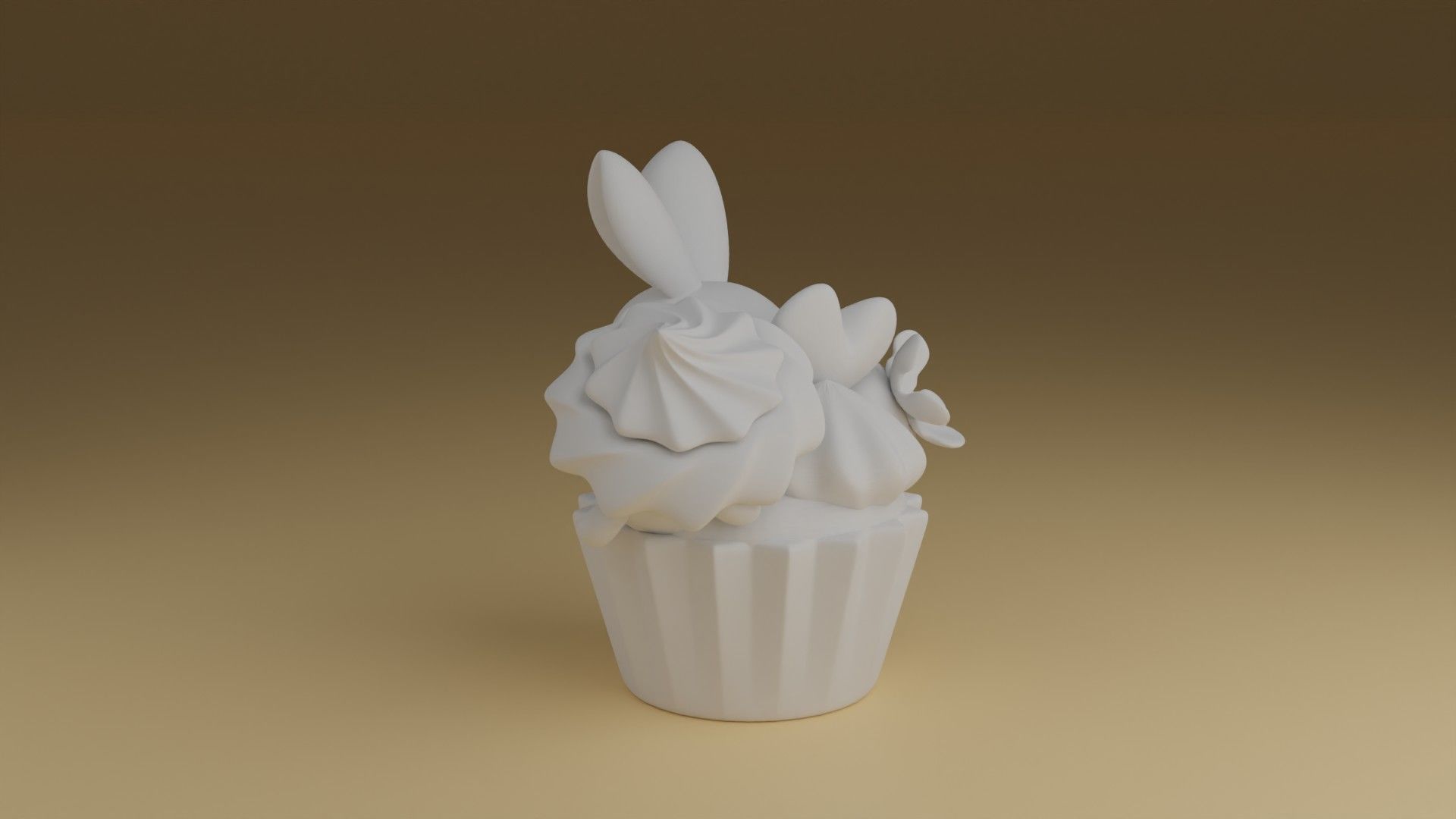 cup cake rabbit 3D print model_5